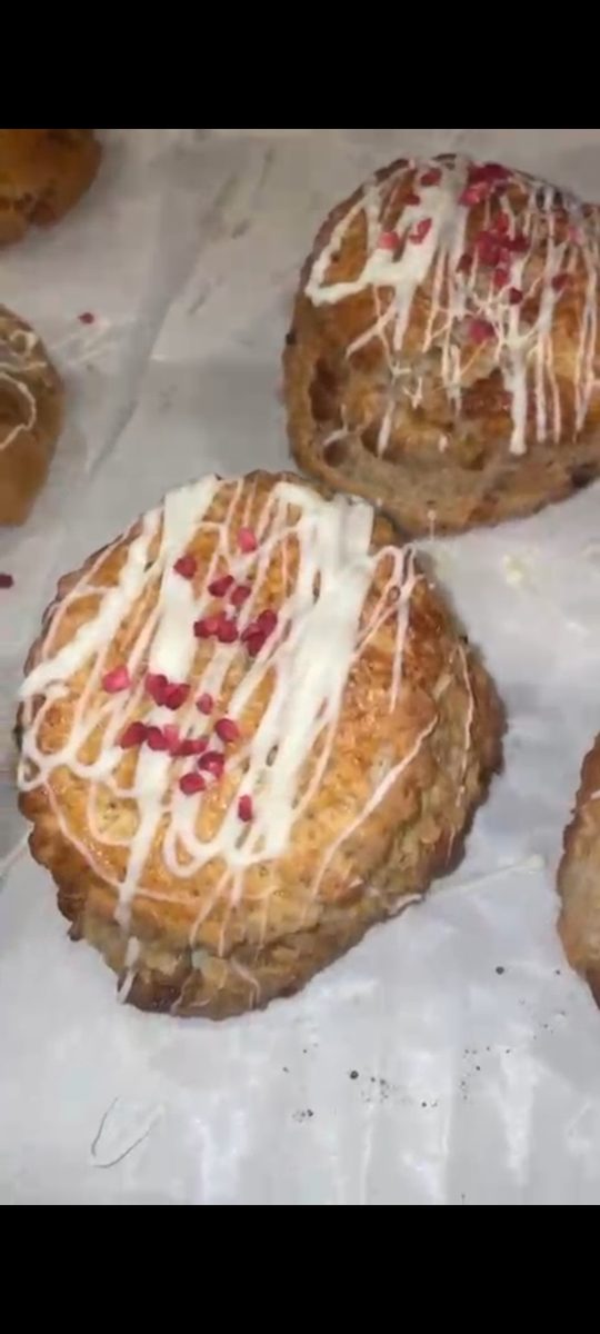 Raspberry and white chocolate scone